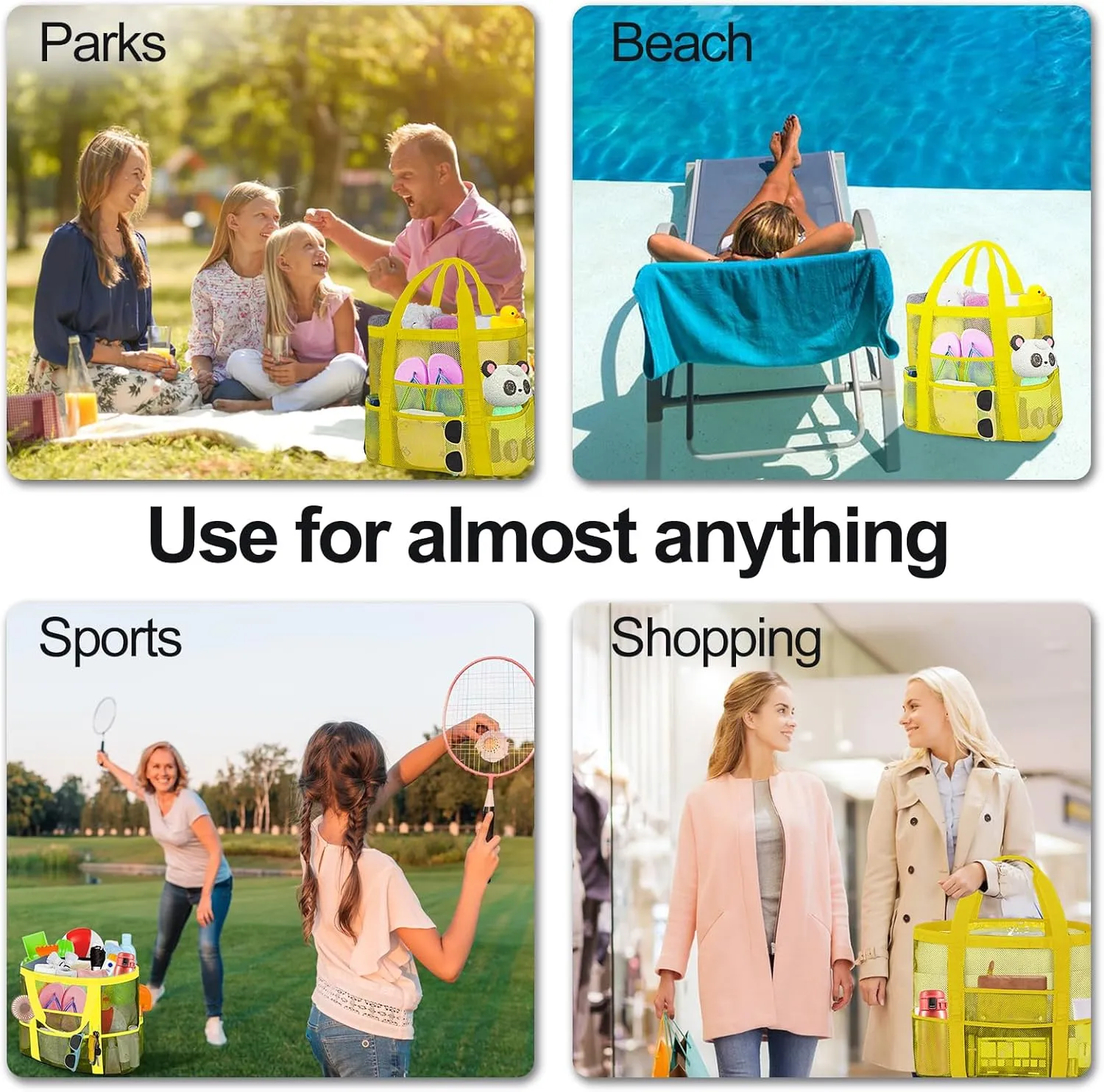 Mesh Beach Bags for Women - Plus Waterproof Sandproof Tote Bag