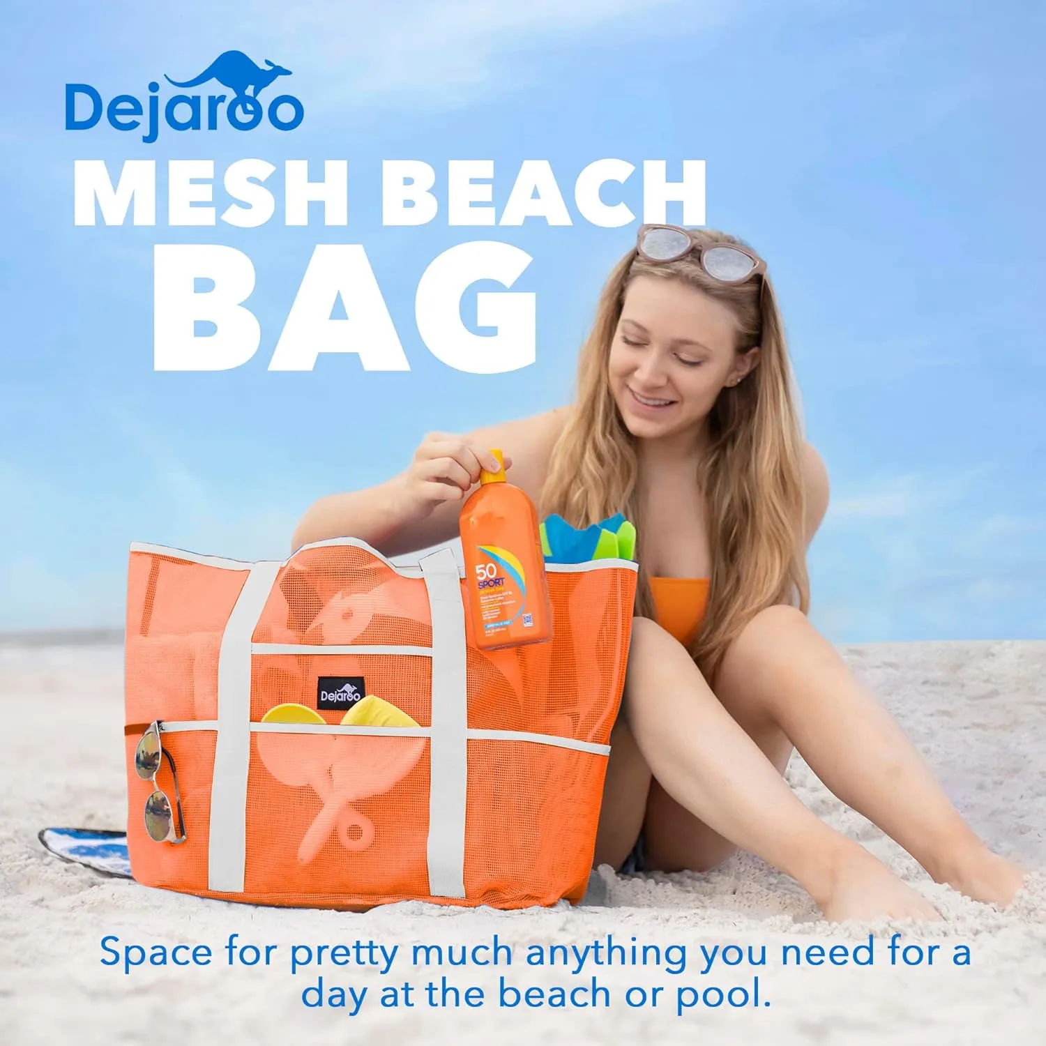 Mesh Sand Free Bag - Strong Lightweight Bag For Beach & Vacation Essentials. Tons of Storage!