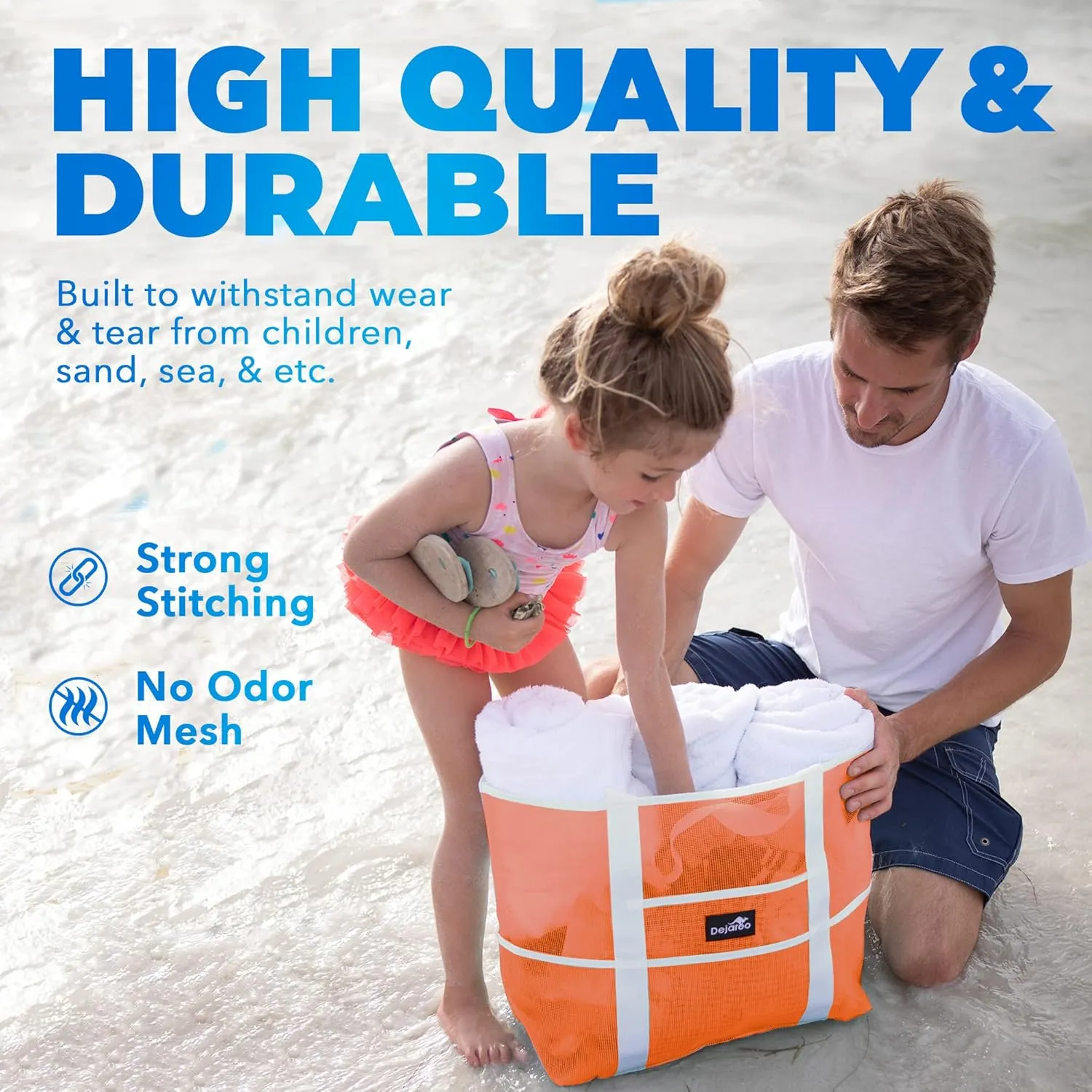Mesh Sand Free Bag - Strong Lightweight Bag For Beach & Vacation Essentials. Tons of Storage!