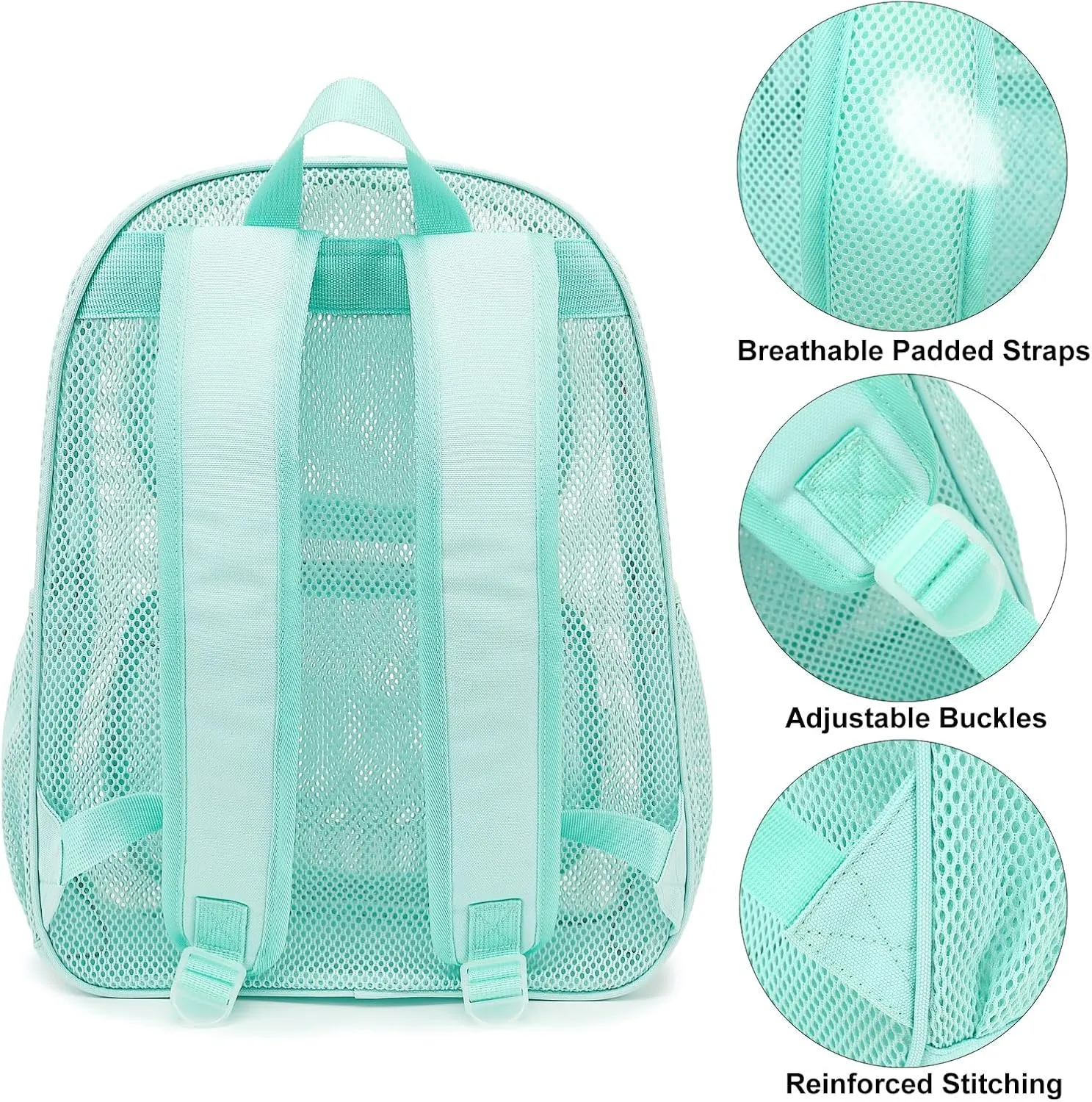 Mesh School Backpack for Girls Boys, Heavy Duty Mesh Bookbag School Bag for Adults Kids Swimming Beach Fitness Sport (Green)