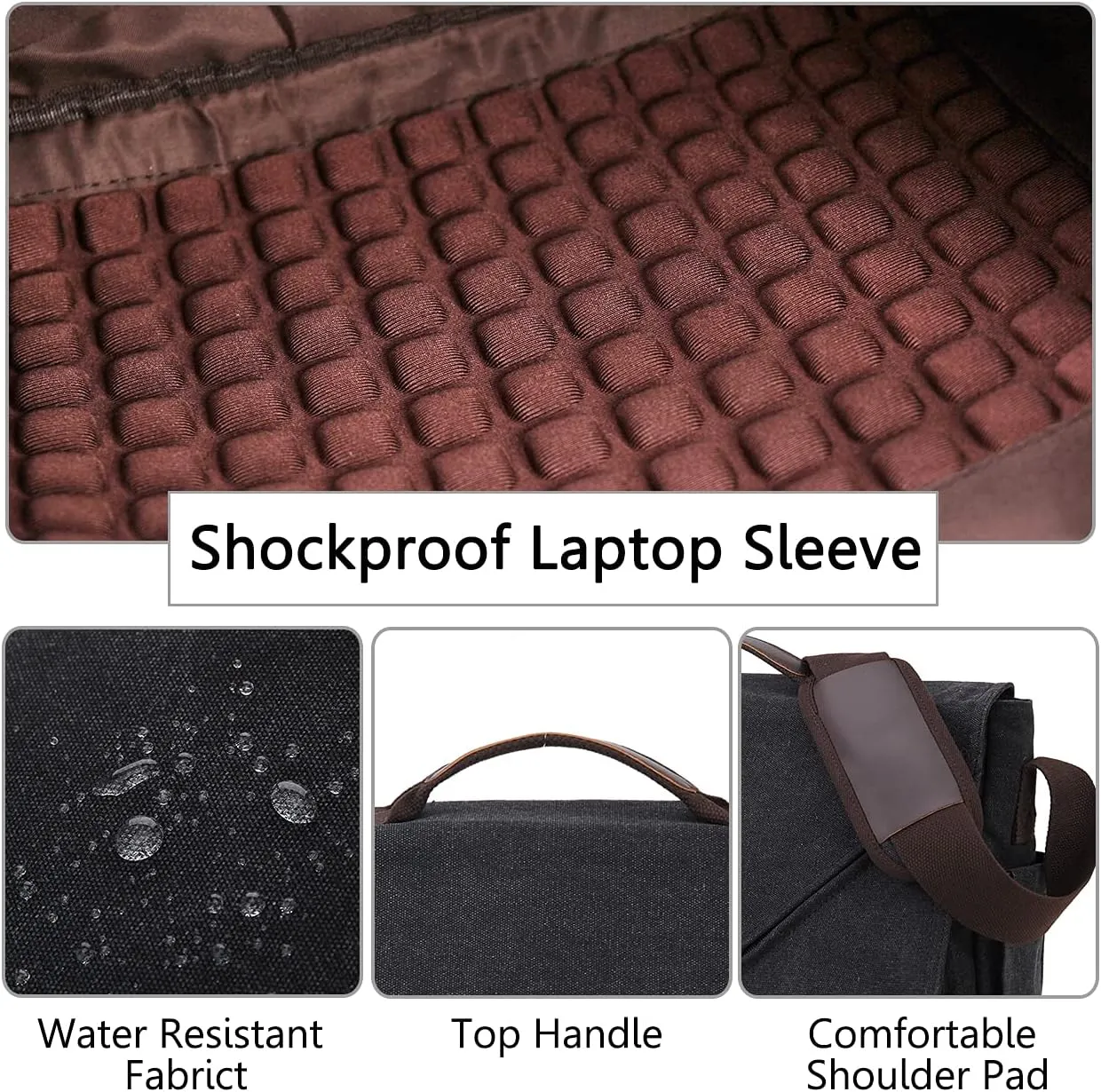 Messenger Bag for Men,Vintage Water Reistant Canvas 17 Inch Laptop Bag Satchel Shoulder Bag Gray
