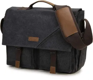 Messenger Bag for Men,VONXURY Water Resistant Vintage Canvas Satchel 14 Inch Laptop Briefcase Shoulder Bookbag for Business Work