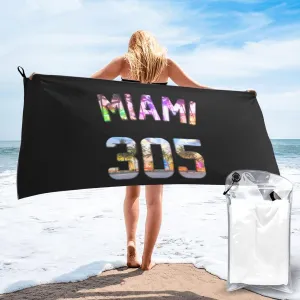 Miami 305 Beach Towel Quick Dry Sand Free Lightweight Large 31.5"x63" with Travel Bag - Vacation Essentials Bath Towel for Pool, Summer
