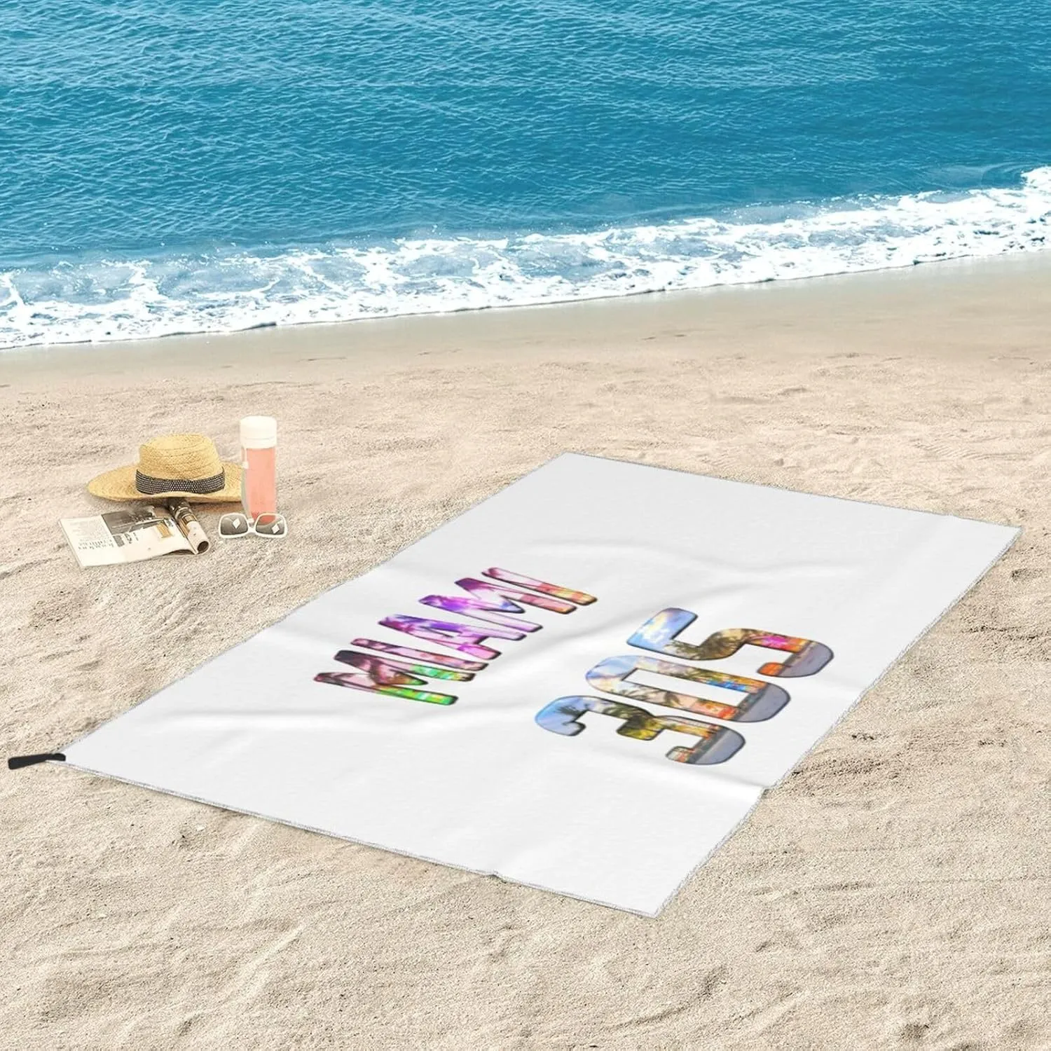 Miami 305 Beach Towel Quick Dry Sand Free Lightweight Large 31.5"x63" with Travel Bag - Vacation Essentials Bath Towel for Pool, Summer