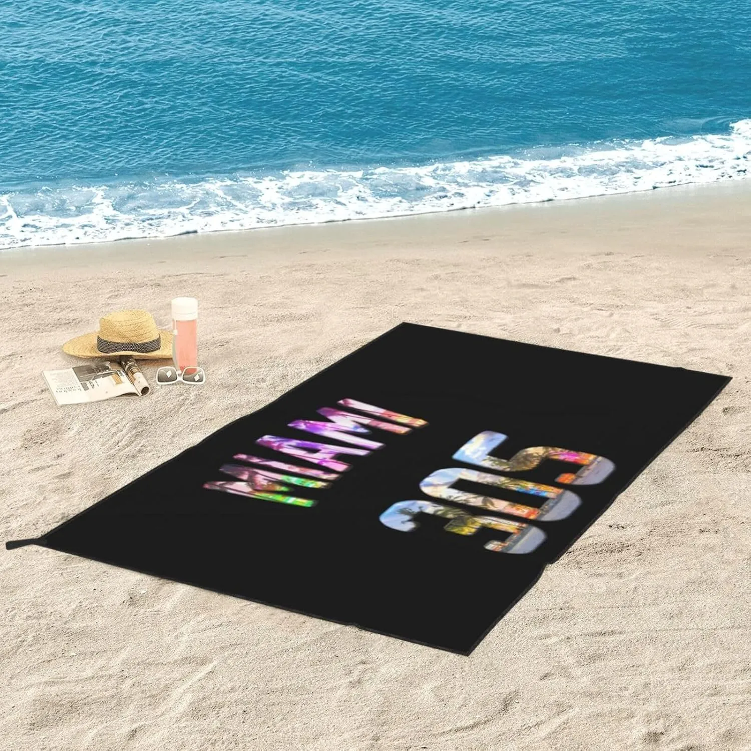Miami 305 Beach Towel Quick Dry Sand Free Lightweight Large 31.5"x63" with Travel Bag - Vacation Essentials Bath Towel for Pool, Summer