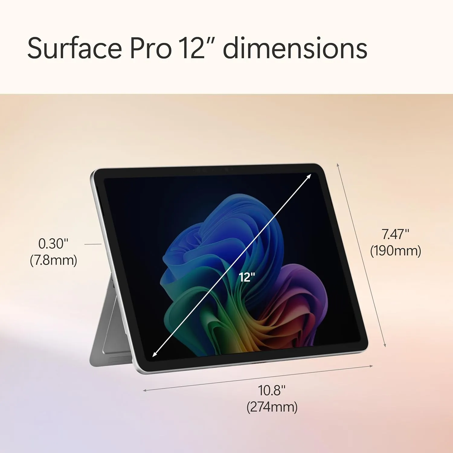 Microsoft Surface Pro 2-in-1 Laptop/Tablet (2025), Windows 11 Copilot  PC, 12" Touchscreen Display, Snapdragon X Plus (8 Core), 16GB RAM, 512GB Storage, Platinum