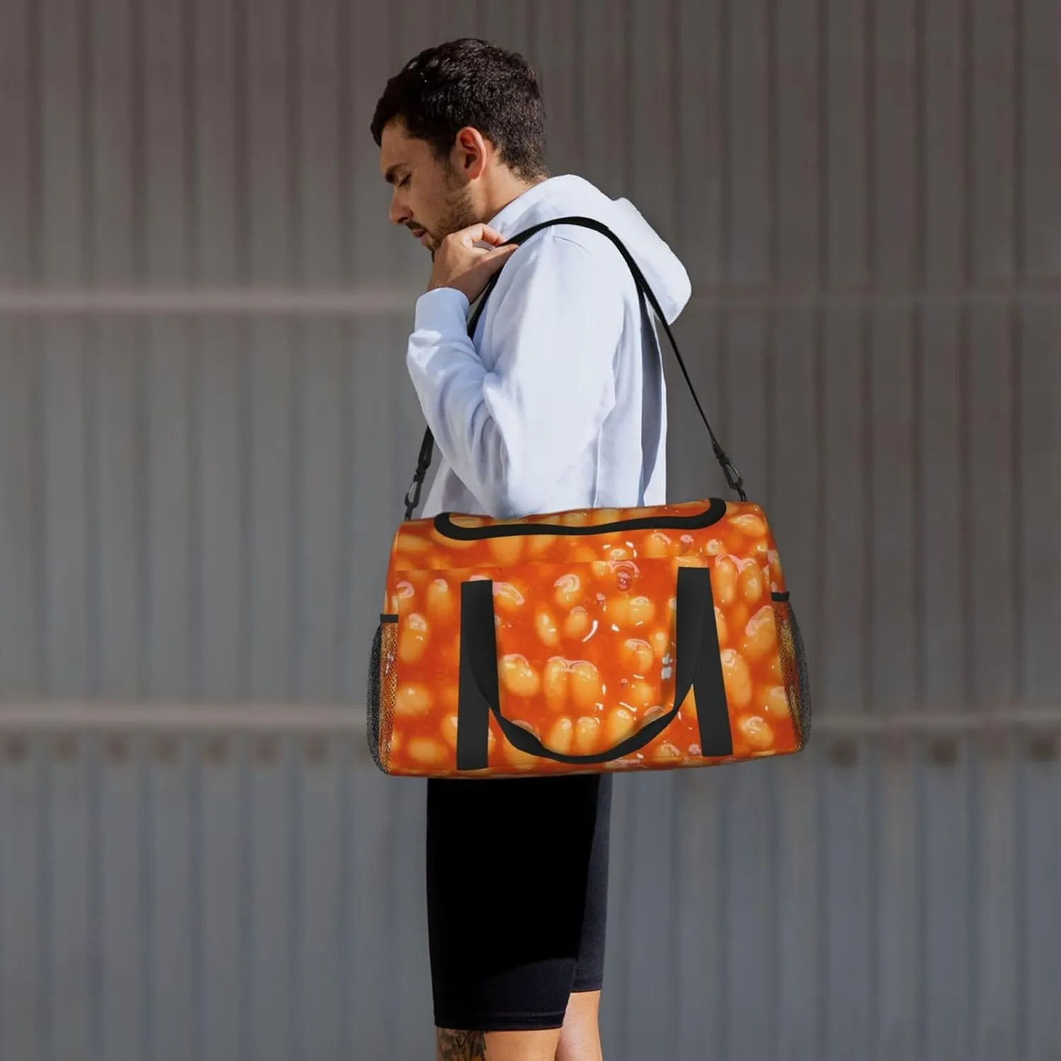 Microwave Baked Beans Travel Duffel Bag Large Foldable Waterproof Overnight Bag For Beach Swim Bags Pool Sports Gym
