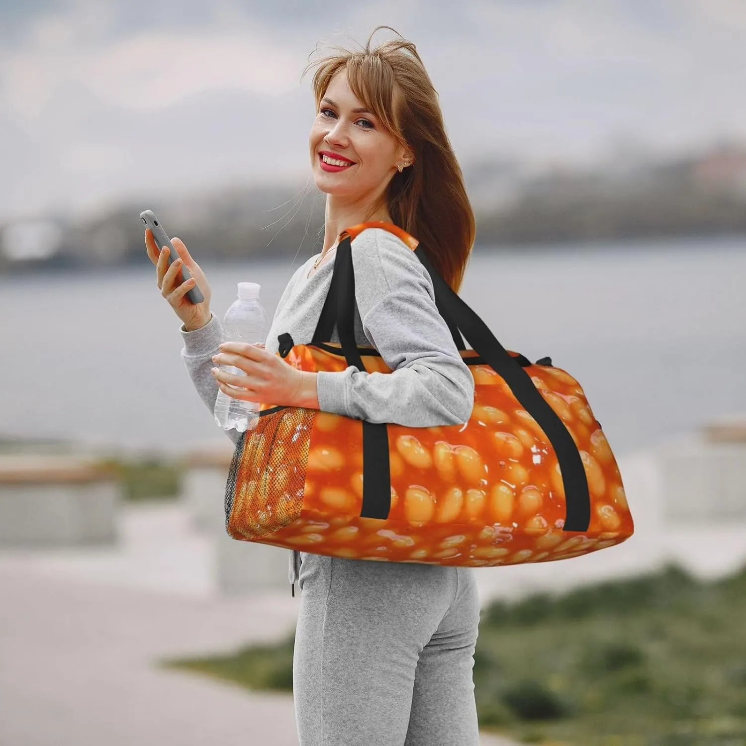 Microwave Baked Beans Travel Duffel Bag Large Foldable Waterproof Overnight Bag For Beach Swim Bags Pool Sports Gym