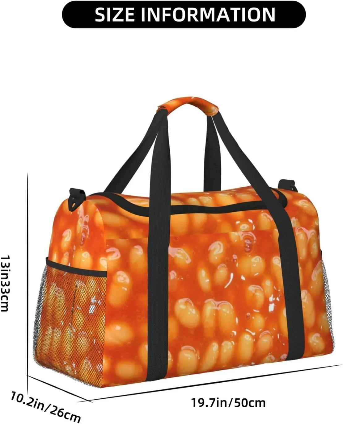 Microwave Baked Beans Travel Duffel Bag Large Foldable Waterproof Overnight Bag For Beach Swim Bags Pool Sports Gym