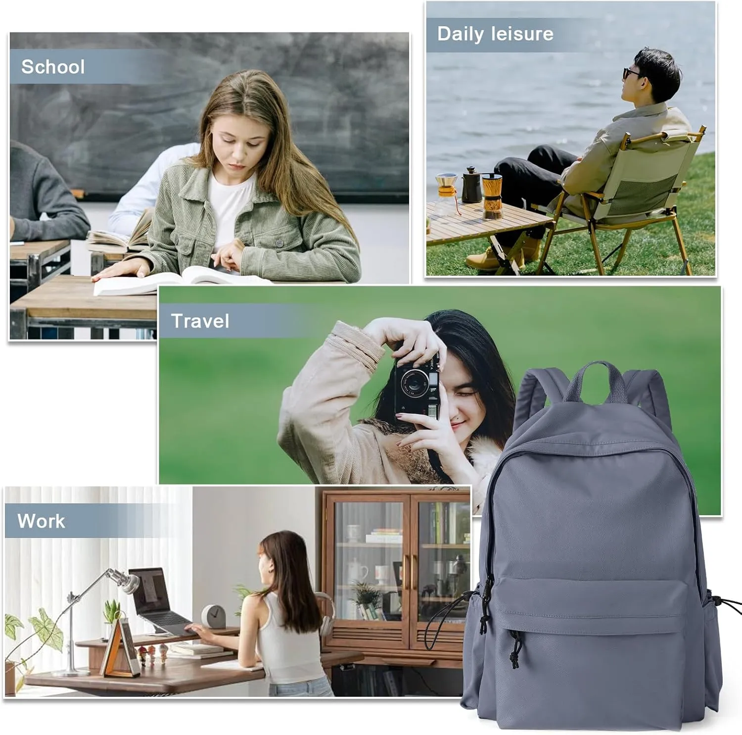 Middle School Backpack For Men Women Simple Backpack For College Students Aesthetic High School Bag Waterproof Bookbag For Teens Girls Boys（Blue purple）