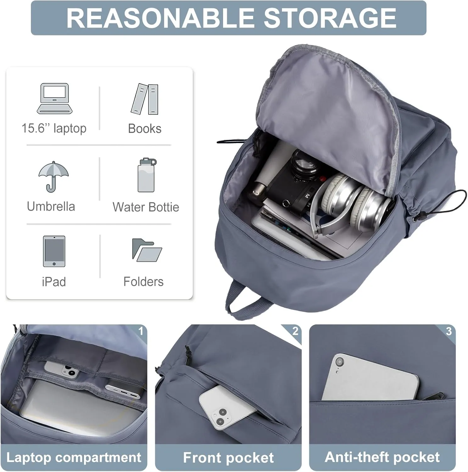 Middle School Backpack For Men Women Simple Backpack For College Students Aesthetic High School Bag Waterproof Bookbag For Teens Girls Boys（Blue purple）