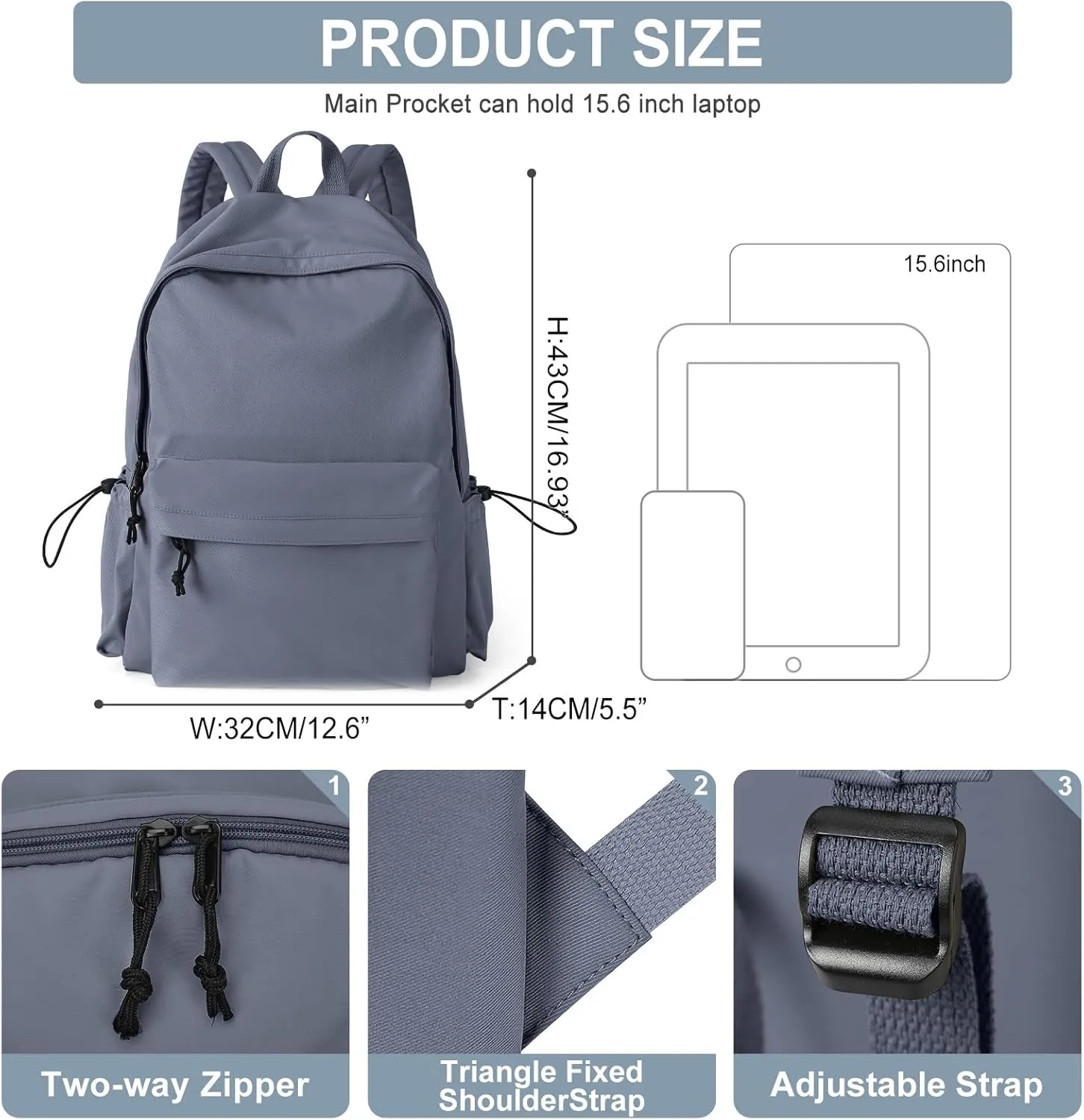 Middle School Backpack For Men Women Simple Backpack For College Students Aesthetic High School Bag Waterproof Bookbag For Teens Girls Boys（Blue purple）