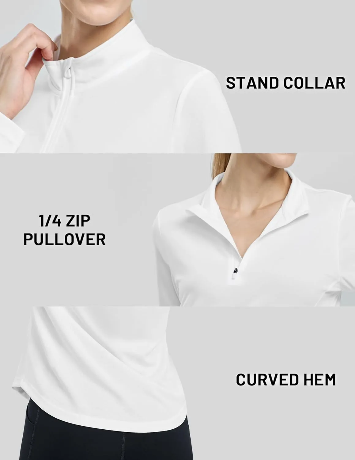 MIER Long Sleeve Workout Shirts for Women Quarter Zip Athletic Pullover Dry Fit Flowy Golf Running UV Sun Shirts,1/4 Zip