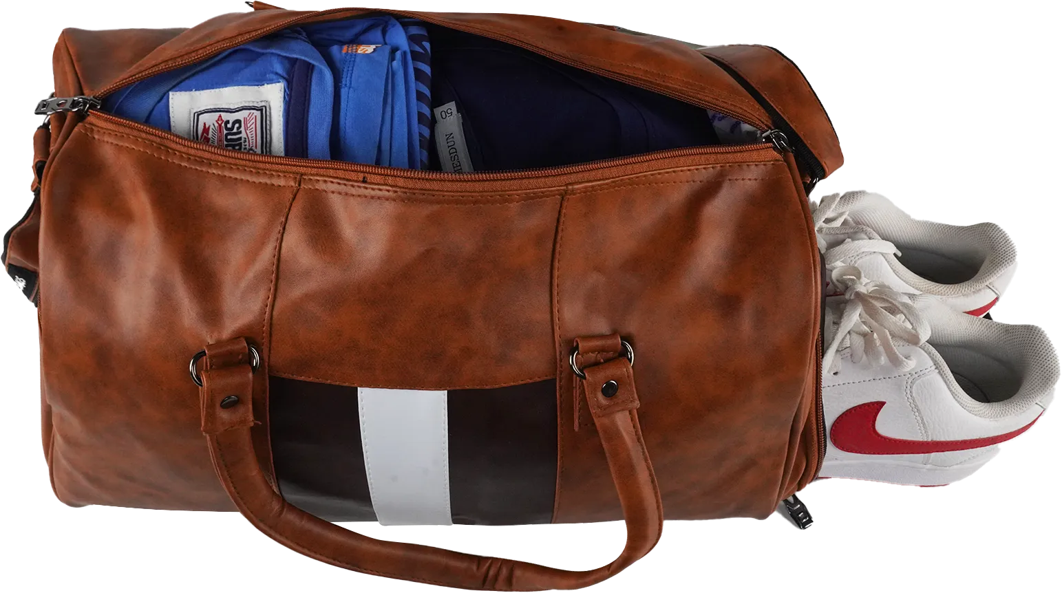 Mike Bags Duffle Bag with Shoe Compartment - Brown