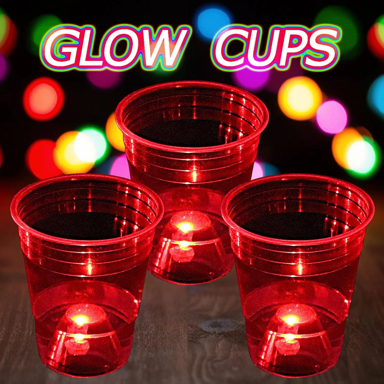 mishunyus Glow in The Dark Red Party Cups 40 Pack (16 oz) - LED Light Up Plastic Cups for Birthday Weddings BBQ Beach Holiday Decorations, Reusable Drinking Cups for Club Events & Nighttime