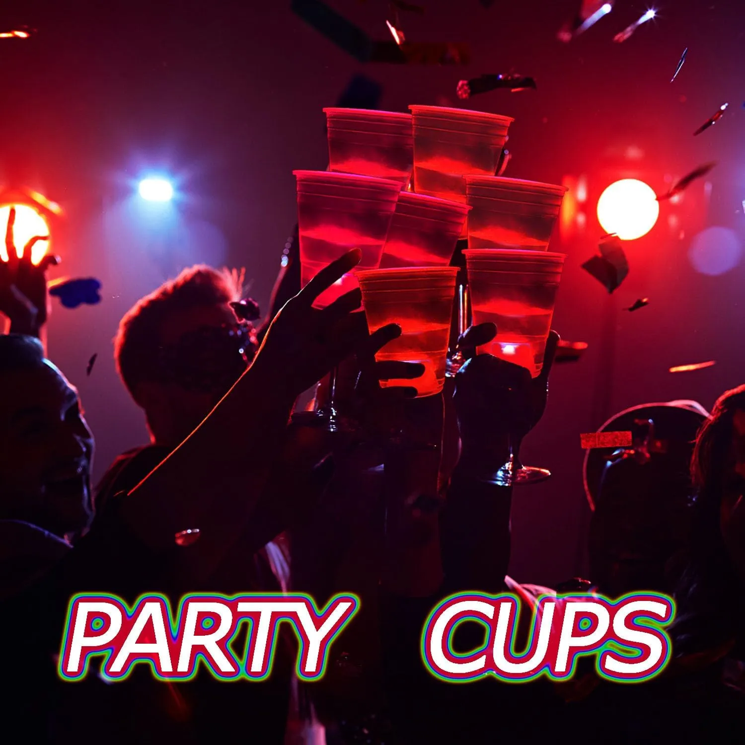 mishunyus Glow in The Dark Red Party Cups 40 Pack (16 oz) - LED Light Up Plastic Cups for Birthday Weddings BBQ Beach Holiday Decorations, Reusable Drinking Cups for Club Events & Nighttime