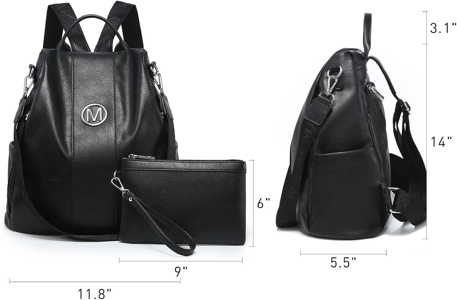 MKP COLLECTION Women Fashion Backpack Purse Multi Pockets Anti-Theft Rucksack Travel Shoulder Bag Handbag Set 2pcs