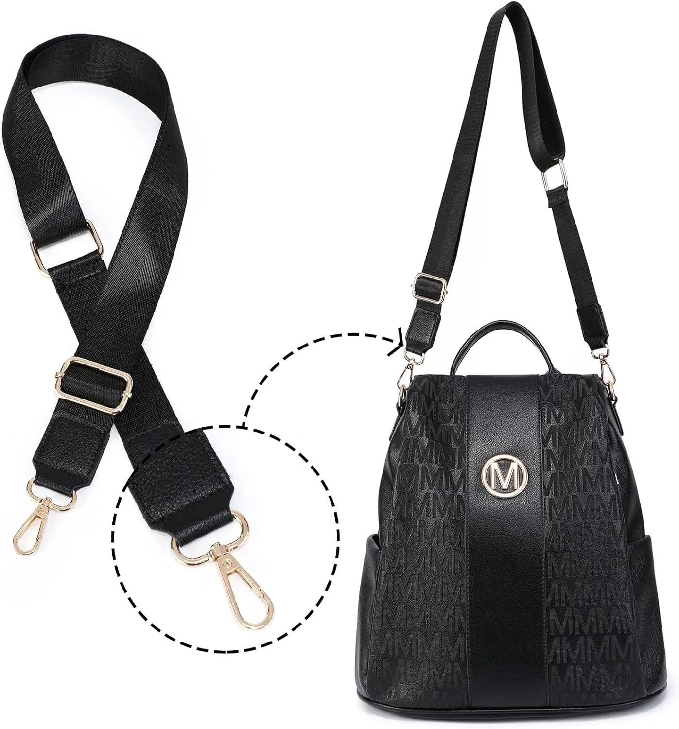 MKP COLLECTION Women Fashion Backpack Purse Multi Pockets Anti-Theft Rucksack Travel Shoulder Bag Handbag Set 2pcs