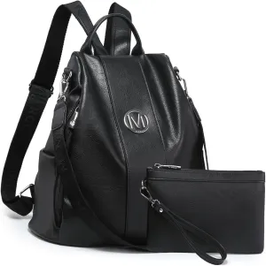 MKP COLLECTION Women Fashion Backpack Purse Multi Pockets Anti-Theft Rucksack Travel Shoulder Bag Handbag Set 2pcs