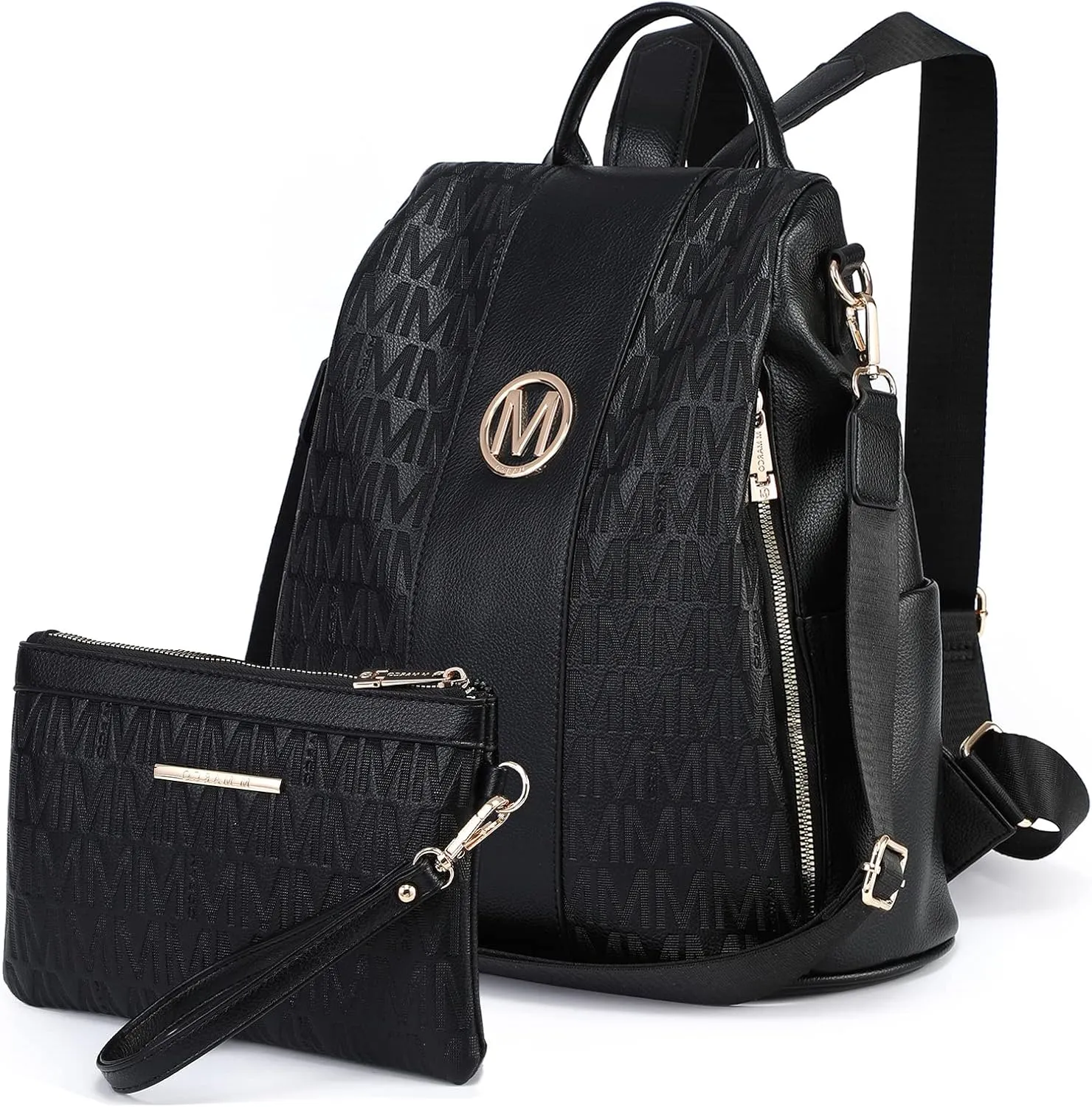 MKP COLLECTION Women Fashion Backpack Purse Multi Pockets Anti-Theft Rucksack Travel Shoulder Bag Handbag Set 2pcs