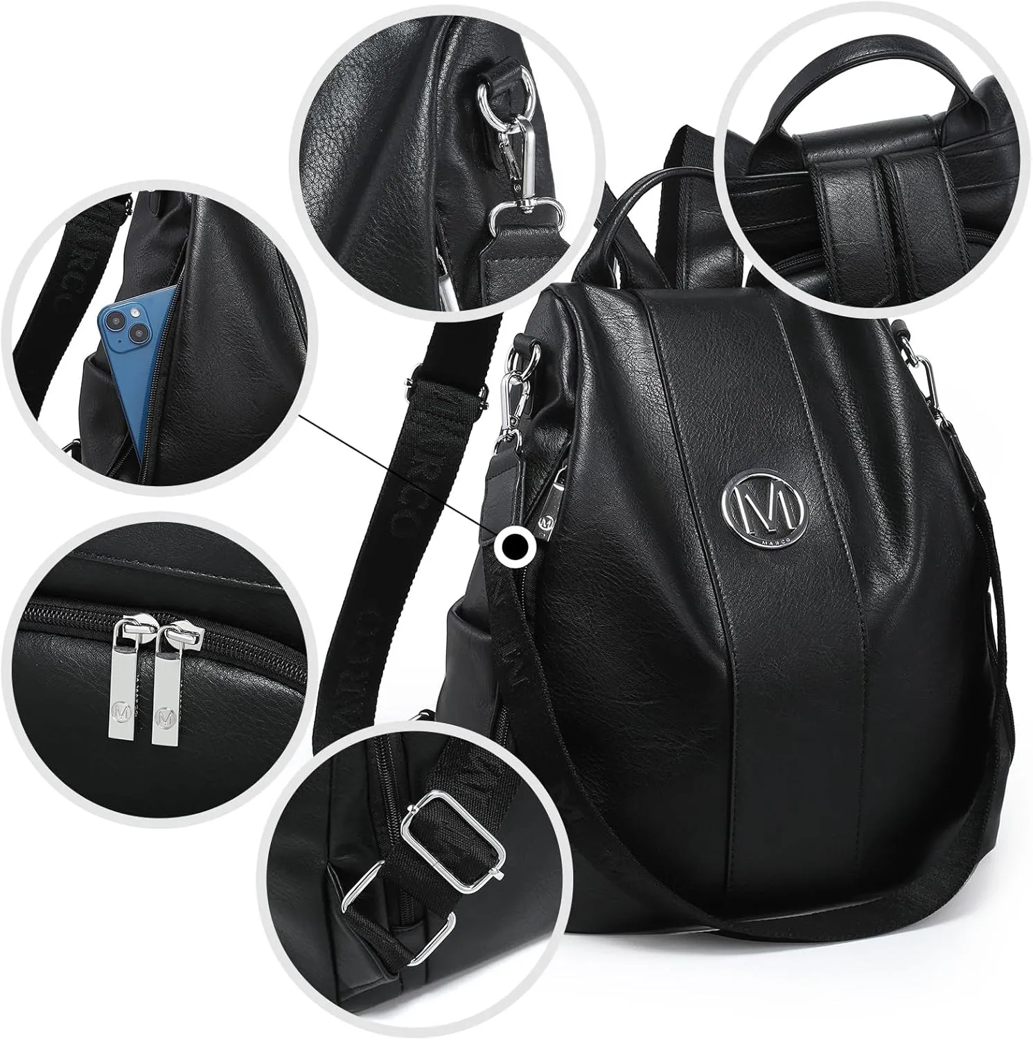 MKP COLLECTION Women Fashion Backpack Purse Multi Pockets Anti-Theft Rucksack Travel Shoulder Bag Handbag Set 2pcs