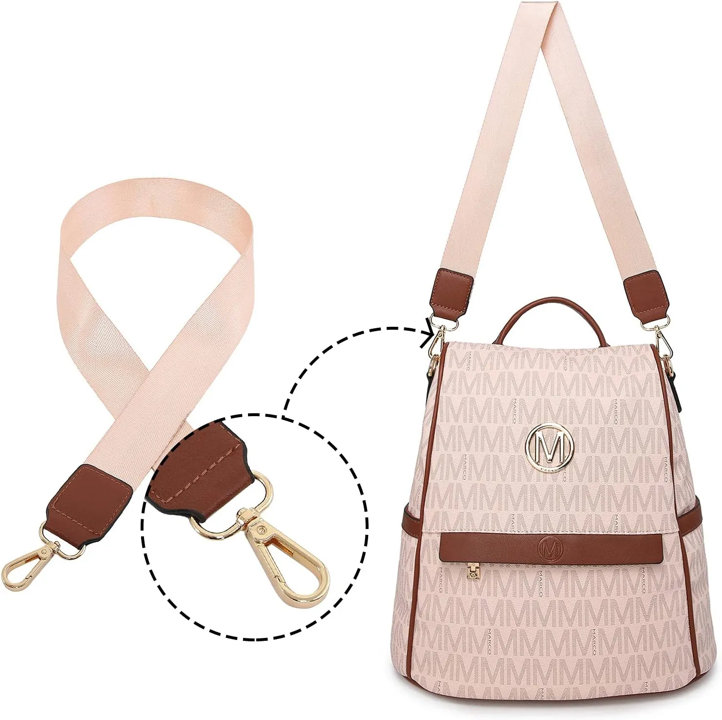 MKP Women Fashion Backpack Purse Multi Pockets Signature Anti-Theft Rucksack Travel Ladies Shoulder Bag Handbag 2Pcs