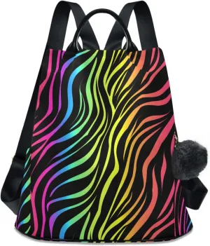 MNSRUU Women Backpack Purse Rainbow Abstract Backpack for Women Anti-theft Shoulder Bag Carry On Backpack Lightweight Rucksack Fashion Travel Ladies Bags