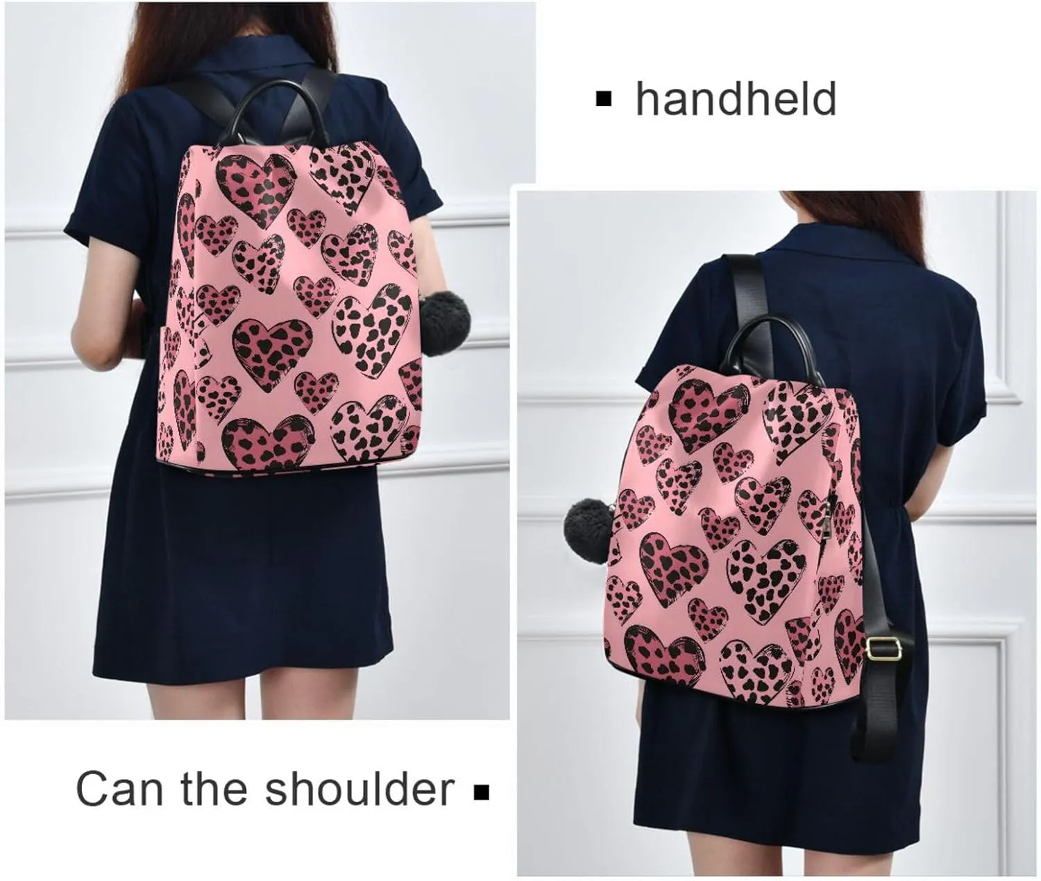 MNSRUU Women Backpack Purse Red Heart Backpack for Women Anti-theft Shoulder Bag Carry On Backpack Lightweight Rucksack Fashion Travel Ladies Bags