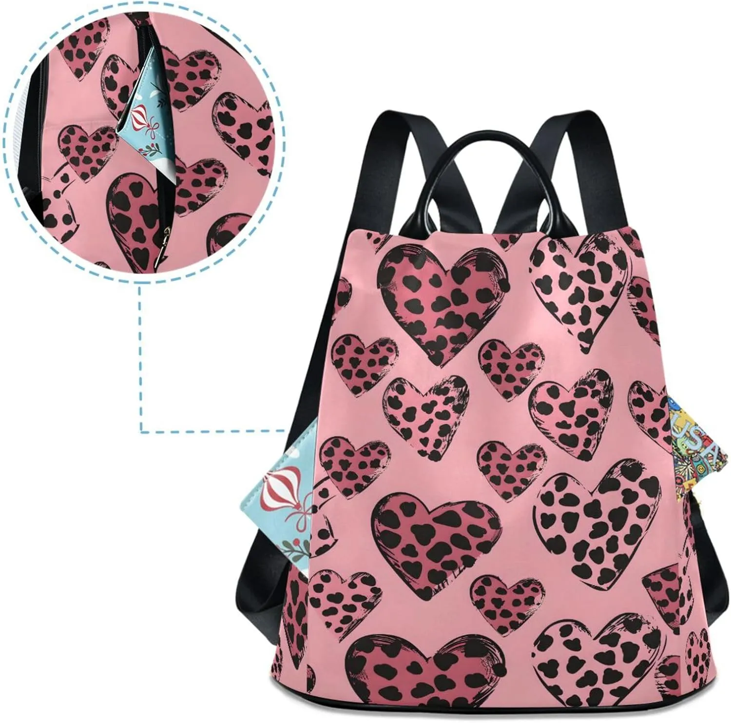 MNSRUU Women Backpack Purse Red Heart Backpack for Women Anti-theft Shoulder Bag Carry On Backpack Lightweight Rucksack Fashion Travel Ladies Bags