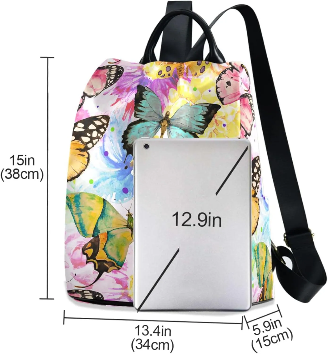 MNSRUU Women Backpack Purse Watercolor Butterfly Oil Painting Backpack for Women Anti-theft Shoulder Bag Carry On Backpack Lightweight Rucksack Fashion Travel Ladies Bags