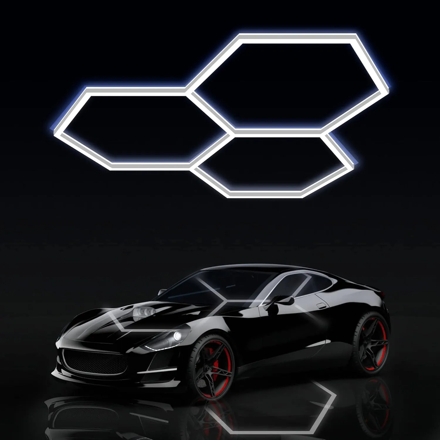 MODERN Hexagon LED Garage Light, Super Bright 105W 12600LM 65000K Daylight White LED Car Garage Light, 3 Hexagonal Grids for Garage, Shopping Mall, Workshop and Car Detailing etc.