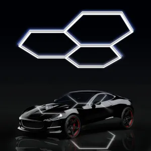 MODERN Hexagon LED Garage Light, Super Bright 105W 12600LM 65000K Daylight White LED Car Garage Light, 3 Hexagonal Grids for Garage, Shopping Mall, Workshop and Car Detailing etc.