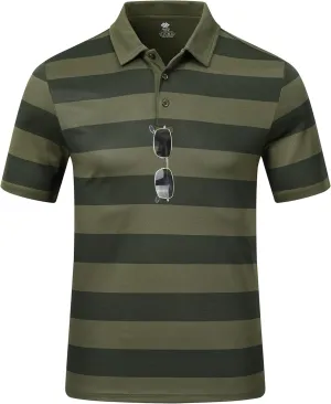 MoFiz Men's Athletic Polo Shirts Lightweight Quick Dry Fit Polo Golf Summer Camo/Stripe T-Shirts for Mens