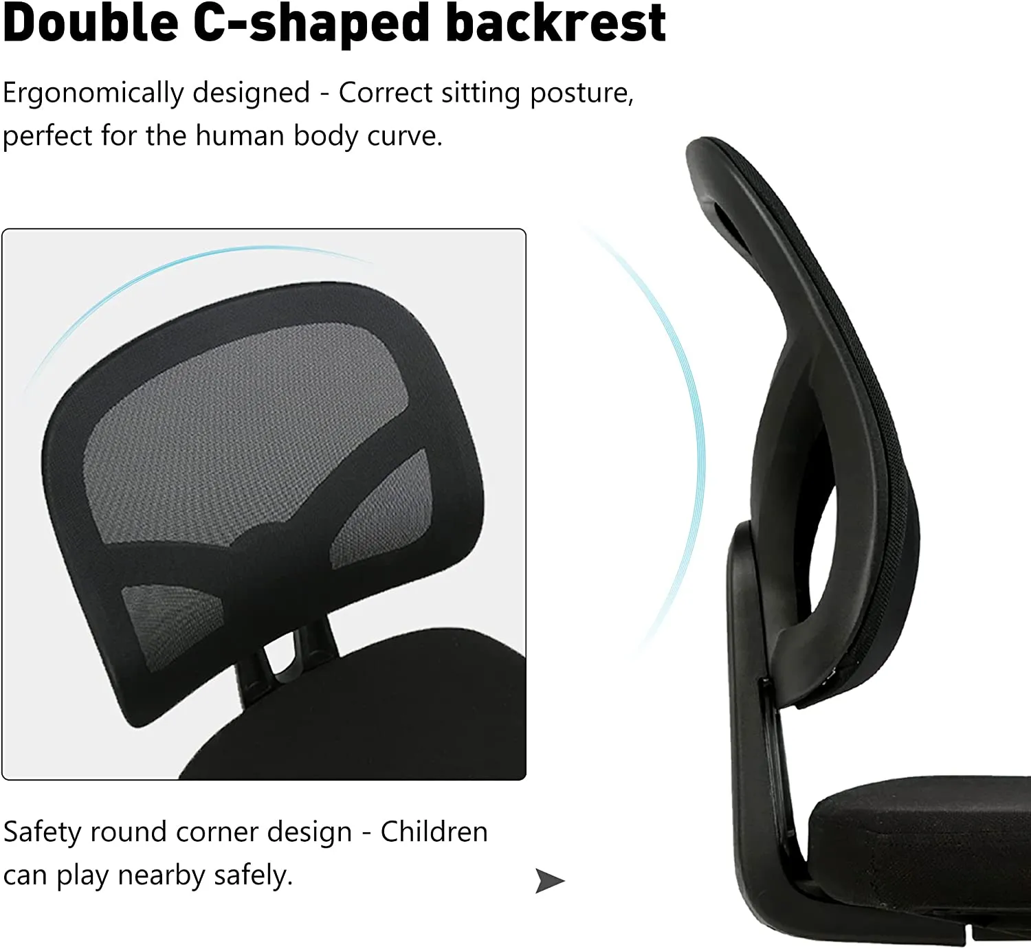 MOLENTS Swivel Computer Office Desk Chair, Low-Back Mesh Computer Chair, Ergonomic Adjustable Task Chair, Black