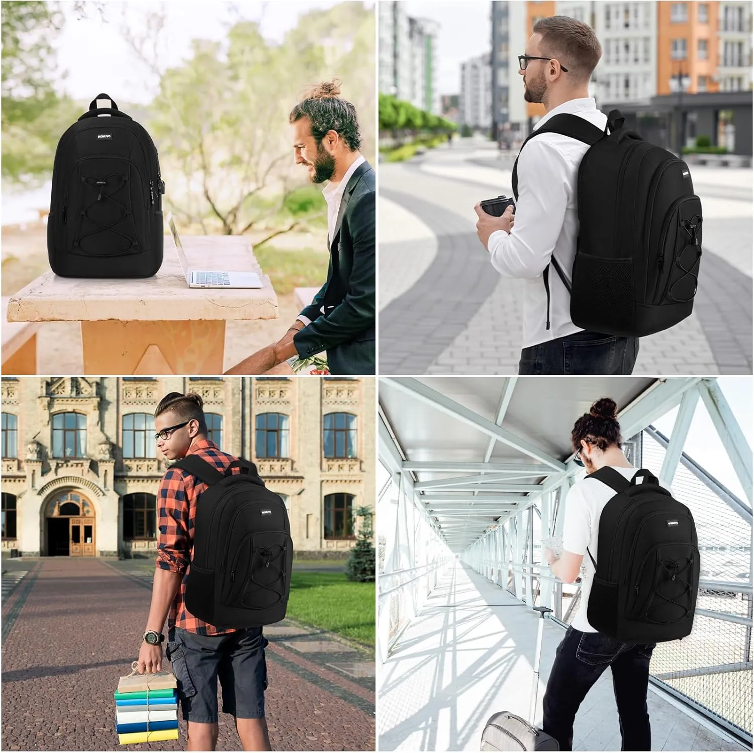 MOMUVO School Backpack for Men Teen Boys,Bookbag Water Resistant Laptop Backpack with USB for College High School Office Business