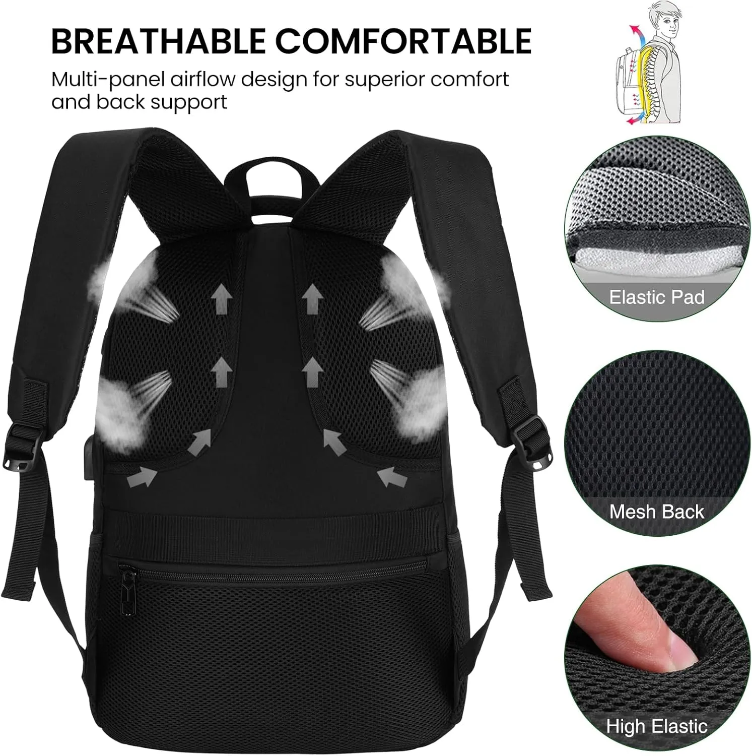 MOMUVO School Backpack for Men Teen Boys,Bookbag Water Resistant Laptop Backpack with USB for College High School Office Business
