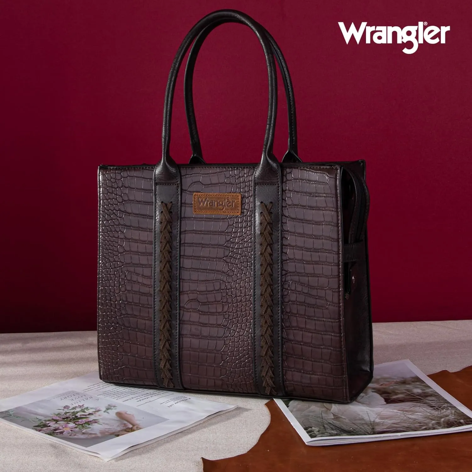Montana West Wrangler Purse for Women Large Work Tote Bags with Strap Vintage Top-Handle Handbags