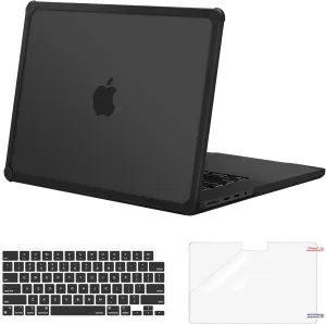 MOSISO Compatible with MacBook Pro 14 inch Case 2025-2021 M4 M3 M2 M1 A3112 A3185 A3401 A2918 A2992 A2779 A2442, Anti-Cracking Heavy Duty TPU Bumper Hard Case&Keyboard Skin&Screen Film, Black