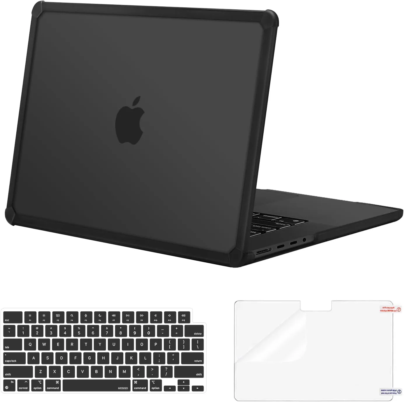 MOSISO Compatible with MacBook Pro 14 inch Case 2025-2021 M4 M3 M2 M1 A3112 A3185 A3401 A2918 A2992 A2779 A2442, Anti-Cracking Heavy Duty TPU Bumper Hard Case&Keyboard Skin&Screen Film, Black