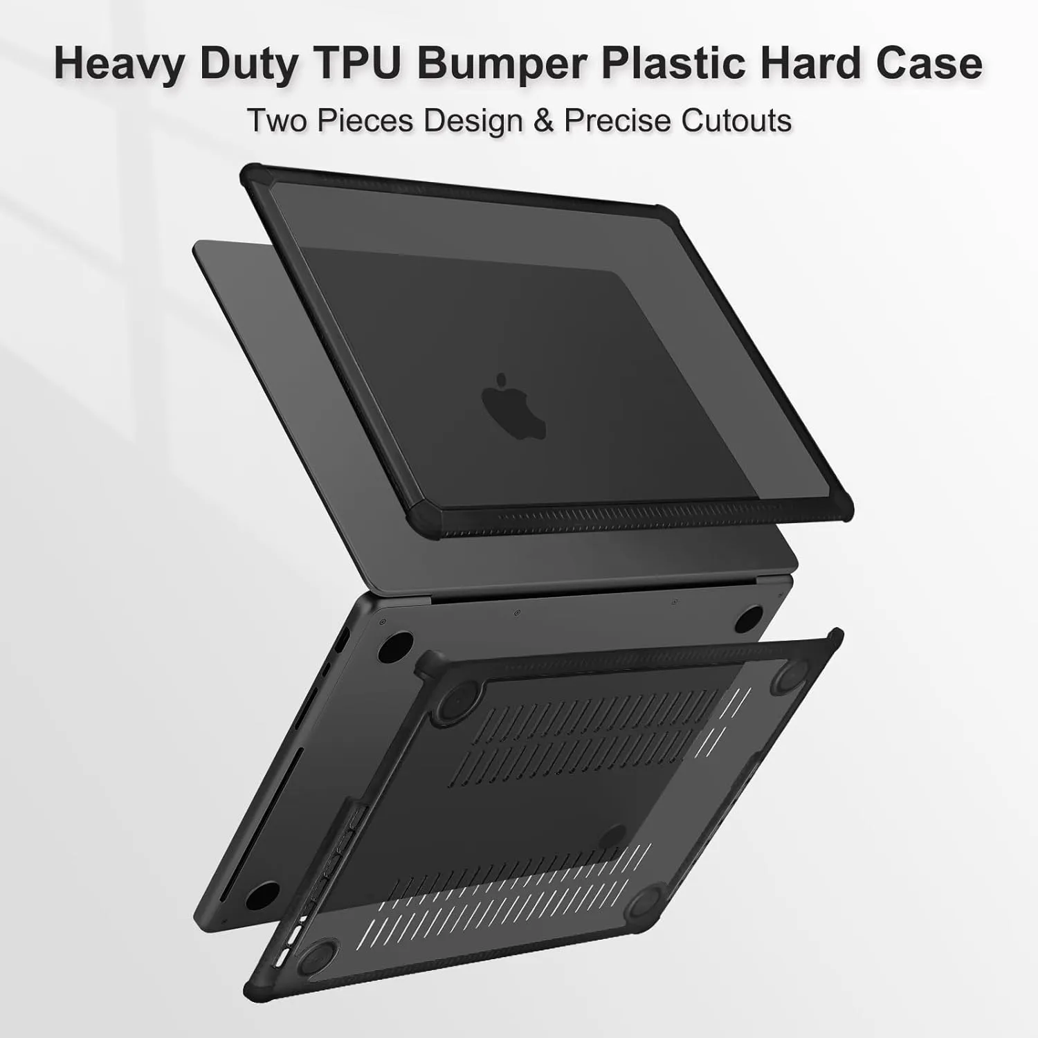 MOSISO Compatible with MacBook Pro 14 inch Case 2025-2021 M4 M3 M2 M1 A3112 A3185 A3401 A2918 A2992 A2779 A2442, Anti-Cracking Heavy Duty TPU Bumper Hard Case&Keyboard Skin&Screen Film, Black