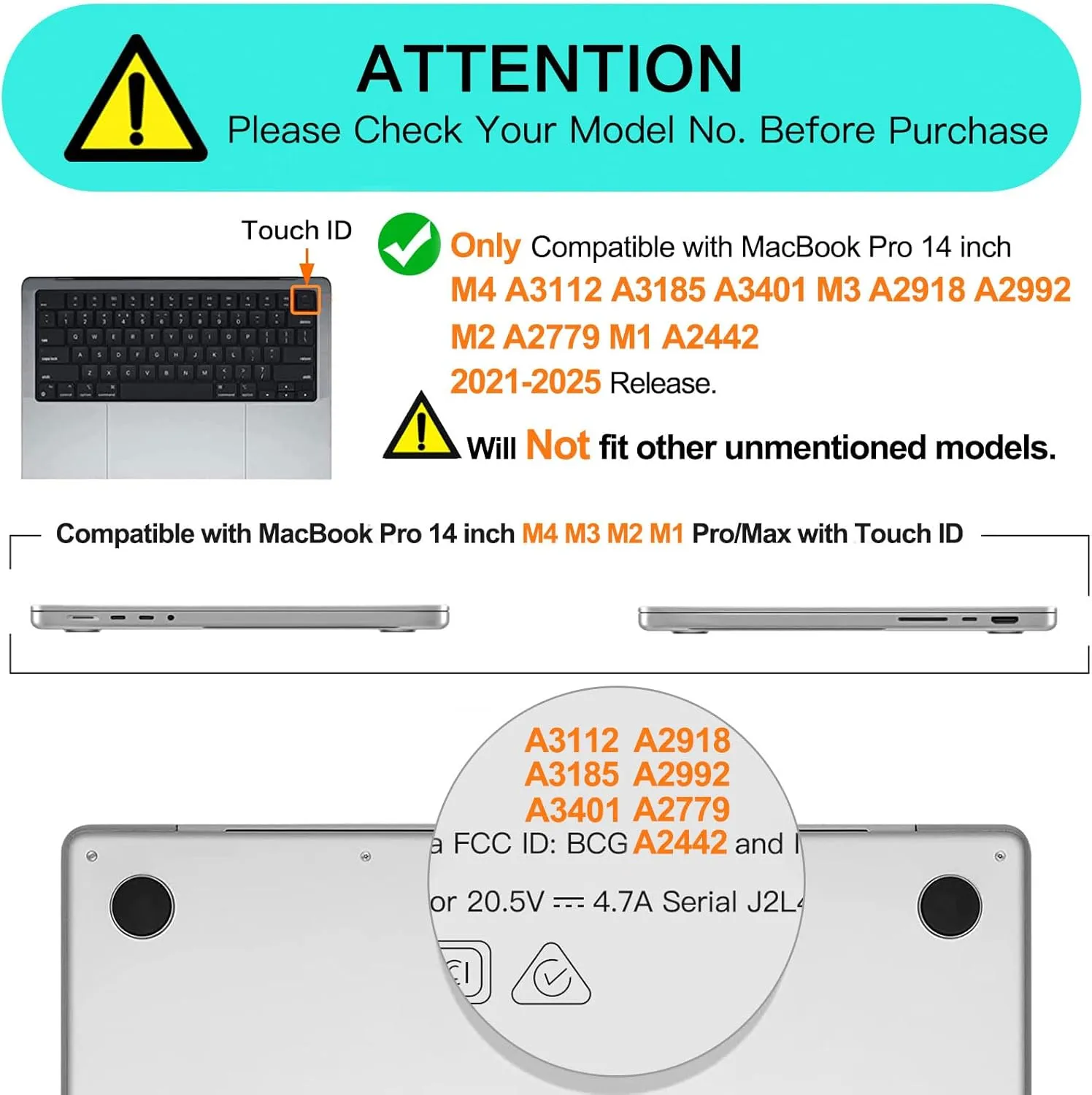 MOSISO Compatible with MacBook Pro 14 inch Case 2025-2021 M4 M3 M2 M1 A3112 A3185 A3401 A2918 A2992 A2779 A2442, Anti-Cracking Heavy Duty TPU Bumper Hard Case&Keyboard Skin&Screen Film, Black