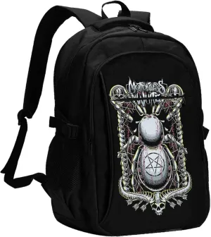 Motionless Rock In White Backpack with USB Charing Port Laptop Daypack Travel Bag Classic Laptop Backpack