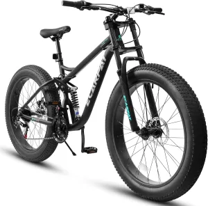 Mountain Bike 24 26 27.5 Inch Dual/Front Suspension Mens Womens Mountain Bike, 21 Speeds Dual Disc Brake, Carbon Steel Mountain Bike, Trail Beach Snow Commuter City Bikes, Birthday Gift Choice
