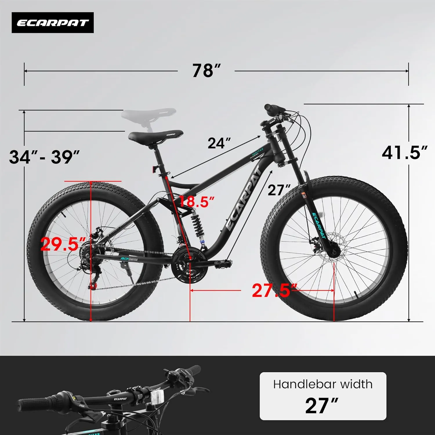 Mountain Bike 24 26 27.5 Inch Dual/Front Suspension Mens Womens Mountain Bike, 21 Speeds Dual Disc Brake, Carbon Steel Mountain Bike, Trail Beach Snow Commuter City Bikes, Birthday Gift Choice
