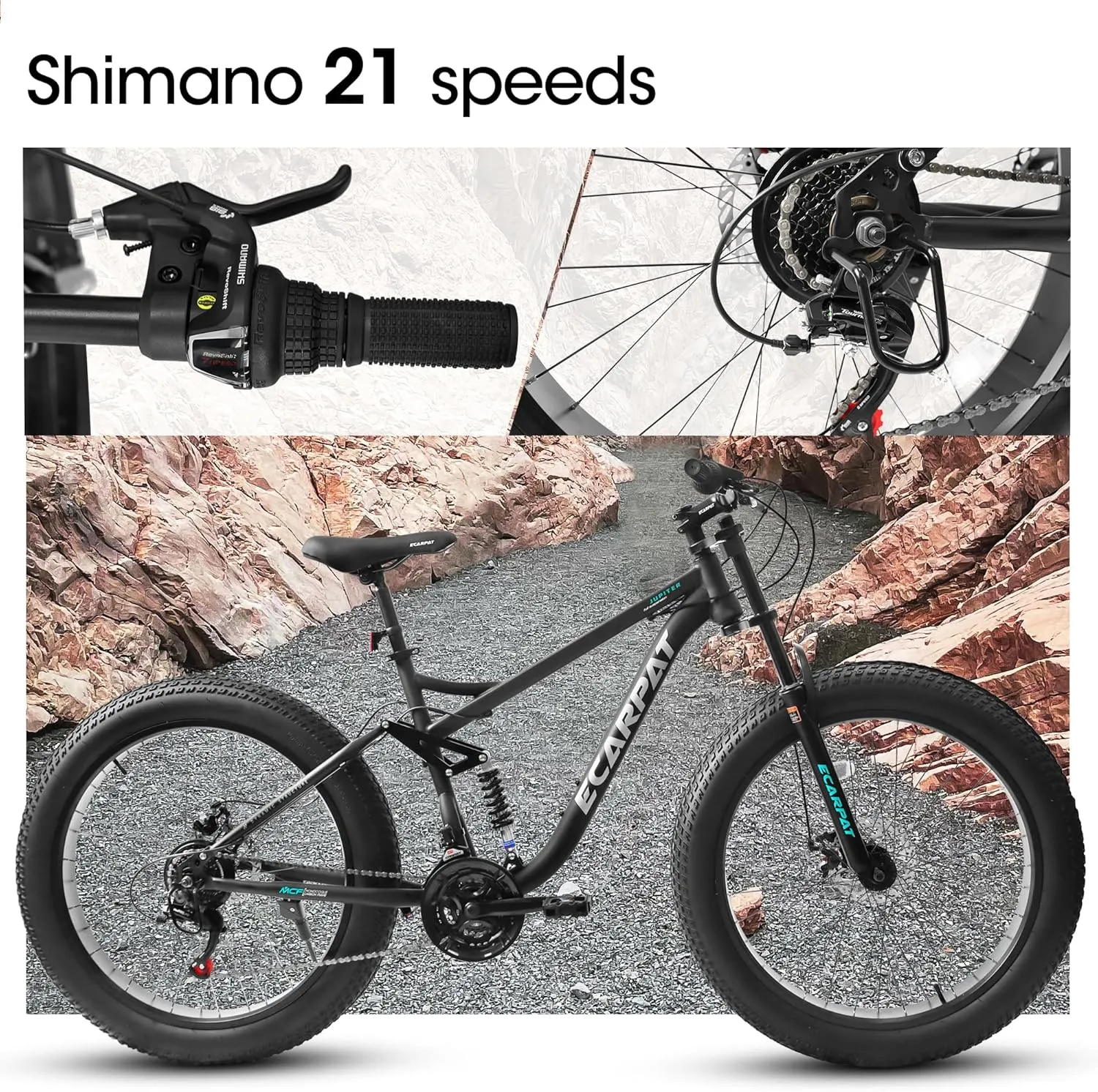 Mountain Bike 24 26 27.5 Inch Dual/Front Suspension Mens Womens Mountain Bike, 21 Speeds Dual Disc Brake, Carbon Steel Mountain Bike, Trail Beach Snow Commuter City Bikes, Birthday Gift Choice