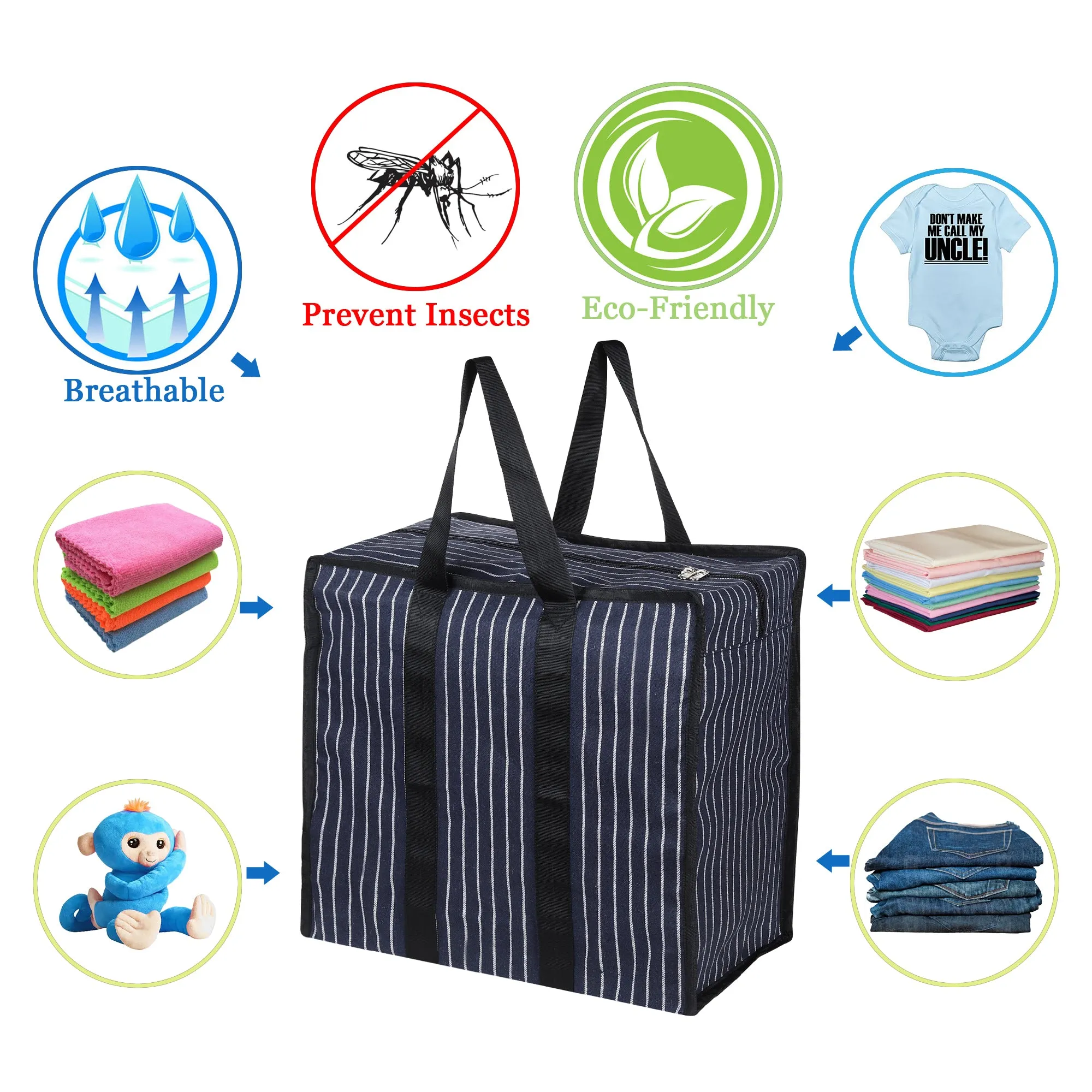 Multipurpose Extra Large Big Heavy Duty Storage Organizer Reusable Canvas Shopper Bag