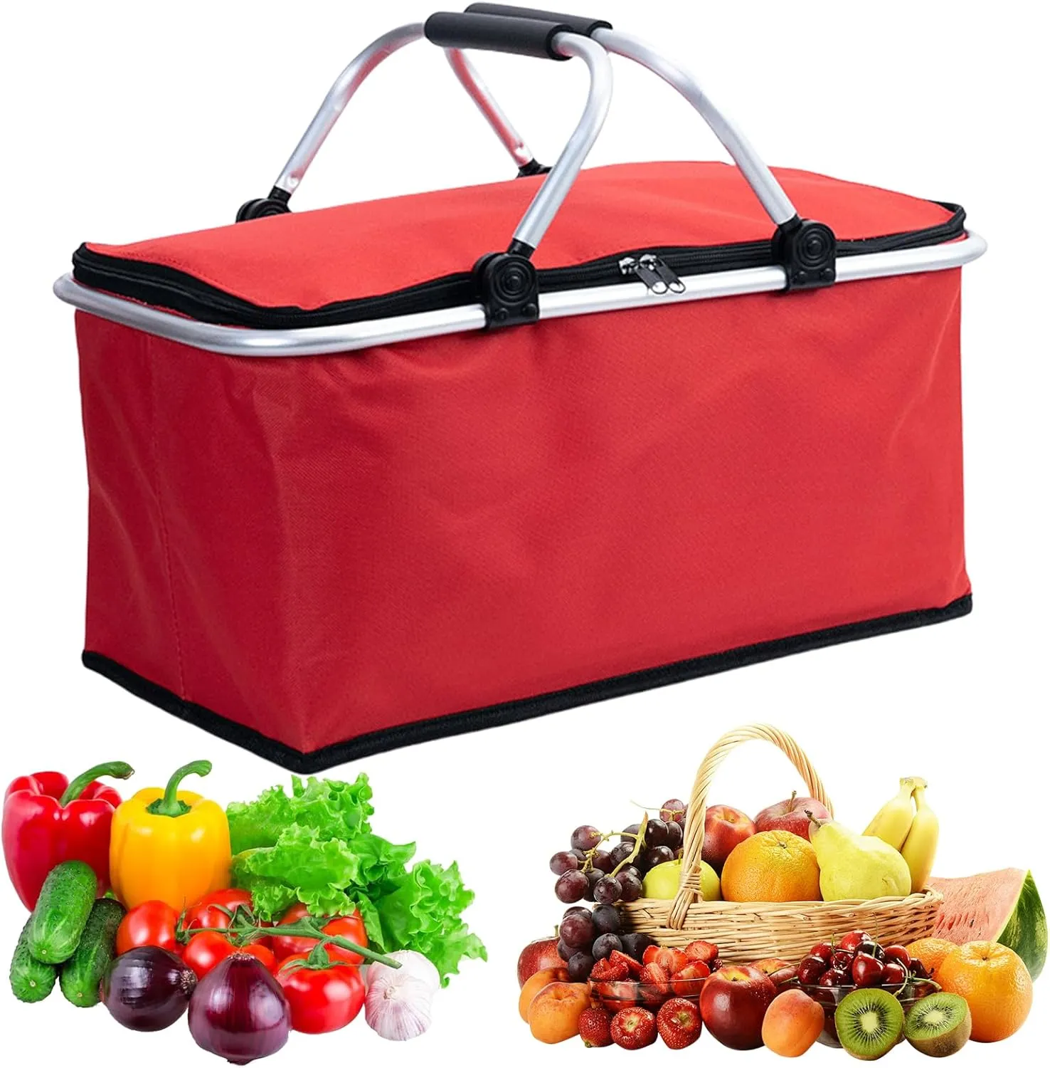Multipurpose Foldable Shopping Basket 30L Insulated Picnics Bag for Travel and Outdoor Meals Food Container