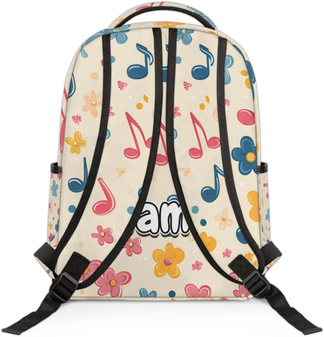 Music Notes Personalized Laptop Backpack with Name Custom Shoulder Bags for Women Men Waterproof Travel Casual Daypack Laptop Bag Gifts 16.1in