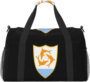 National Emblem Of Anguilla Travel Duffel Bag Large Foldable Waterproof Overnight Bag For Beach Swim Bags Pool Sports Gym