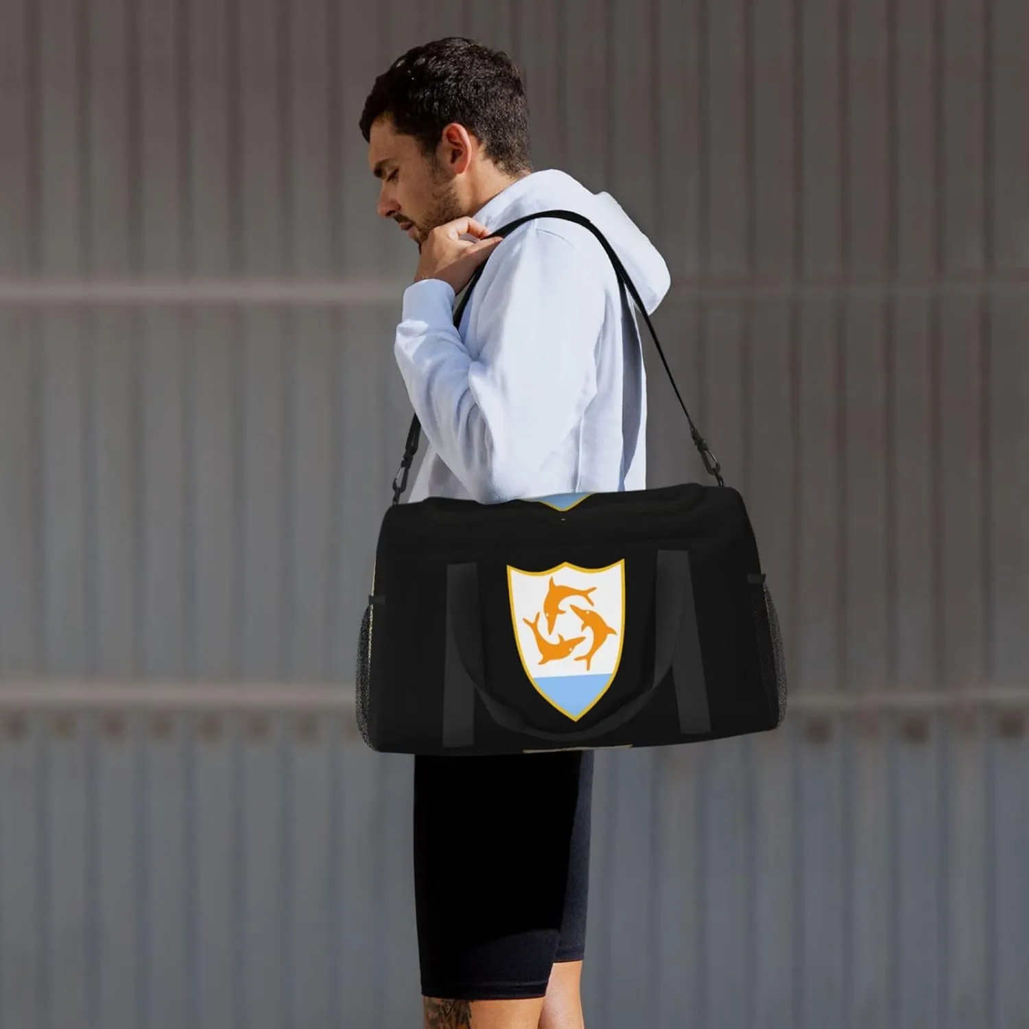 National Emblem Of Anguilla Travel Duffel Bag Large Foldable Waterproof Overnight Bag For Beach Swim Bags Pool Sports Gym